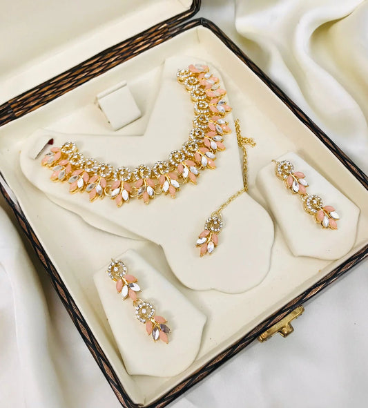 Kundan Necklace / Beautiful Necklace Moti      (Golden/Pink)  (Golden/Green) (White/Maroon) (Silver/Tea Pink) (Silver)